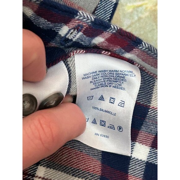 LAND'S END  (MENS XL 17-17.5) Button Up Plaid Corduroy Collar Shirt - Picture 4 of 6